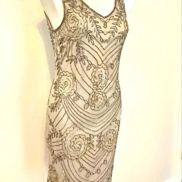 PRELUDE 💯 Rayon Beaded Sequin Evening Dress Size 4 - Picture 12 of 14